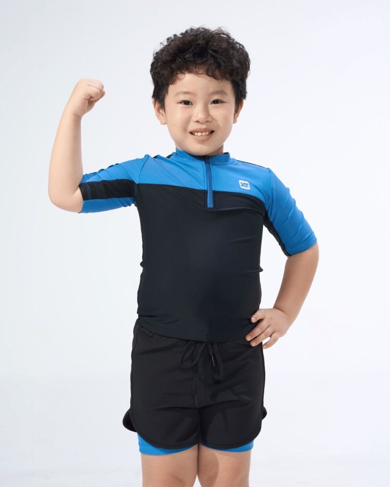 Boys' zip rash guard and shorts